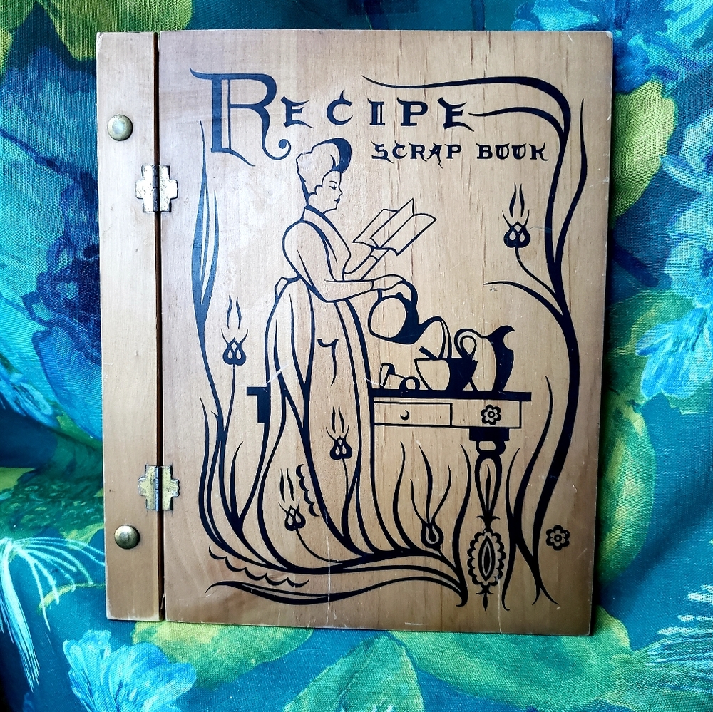 Vintage Wood Bound Recipe Book
